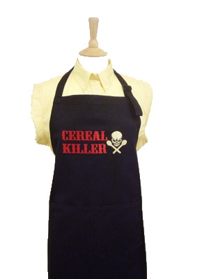 Cereal Killer Black Embroidered BBQ Apron