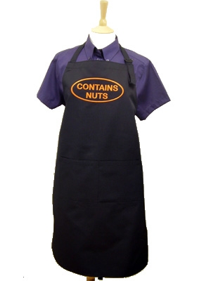 Contains Nuts Funny Black Embroidered Apron