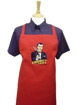 Red License to Grill Embroidered Classic James Bond Apron