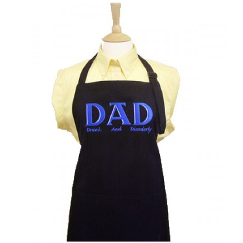 Black Drunk and Disorderly Dad Funny Apron