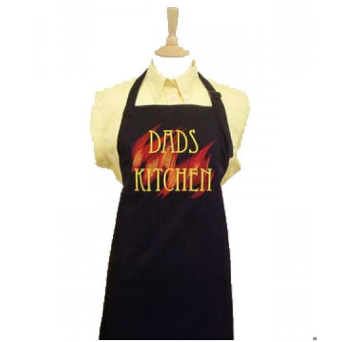 Dads Kitchen Embroidered Flames Novelty BBQ Apron