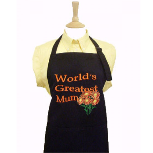 Worlds Greatest Mum Embroidered Flowers Apron