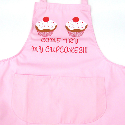 Come and Try My Cupcakes Ladies Pink Saucy Apron