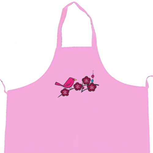 Cute Pink Birdie on a Branch Cooking Apron