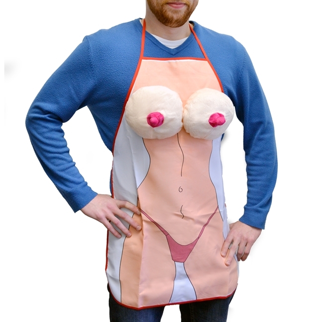 Mens Pair of Bulging Breasts Novel Apron