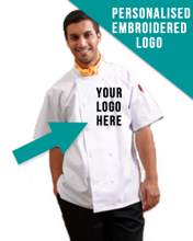 Double Breasted Pro Chef Jacket With Embroidered Business Logo Double Breasted Pro Chef Jacket With Embroidered Business Logo