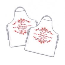 Ruby Wedding Anniversary Personalised Couples Cooking Apron Set Ruby Wedding Anniversary Personalised Couples Cooking Apron Set