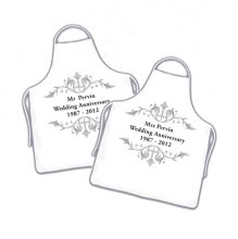 Cute Personalised Wedding Anniversary Couples White Aprons Cute Personalised Wedding Anniversary Couples White Aprons