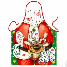 Rude Santa's Reindeer Funny Xmas Apron Rude Santa's Reindeer Funny Xmas Apron